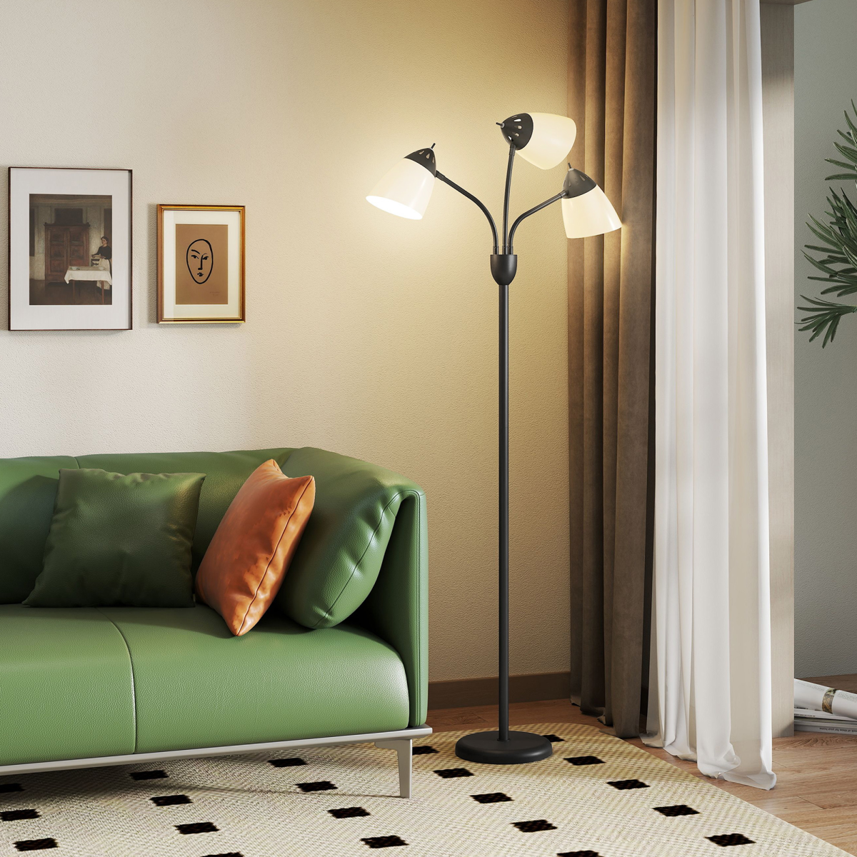 Arc Tree Floor Lamp with 3000K/4500K/6500K Colour Temperatures Black
