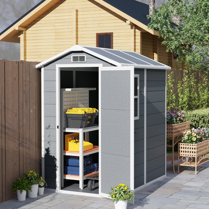 6 x 4ft Plastic Garden Storage Shed Grey