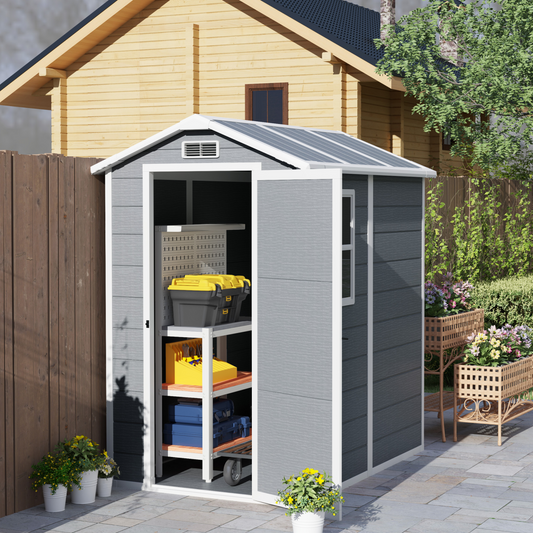 6 x 4ft Plastic Garden Storage Shed Grey