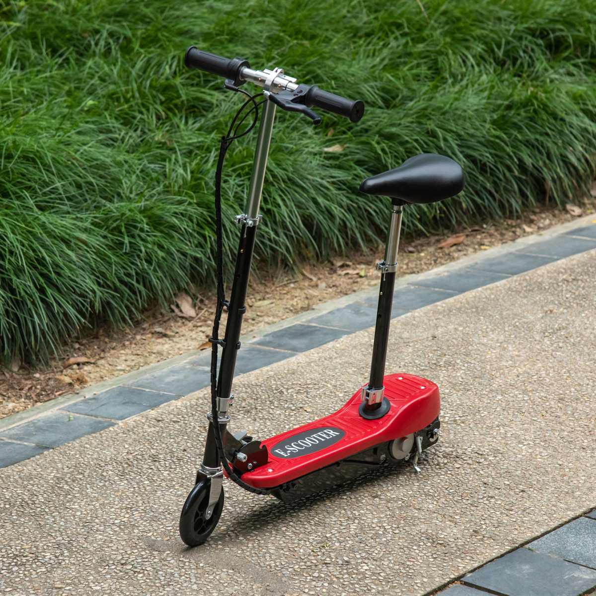 Kids Foldable Electric Powered Scooters 120W Toy w/ Brake Kickstand Red
