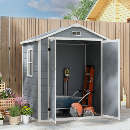 6 x 4.5ft Plastic Garden Storage Shed Grey