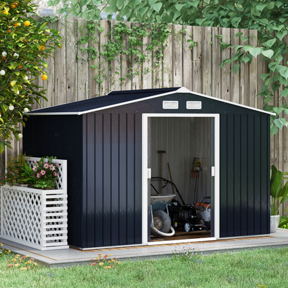 9 x 6 ft Dark Grey Metal Garden Storage Shed