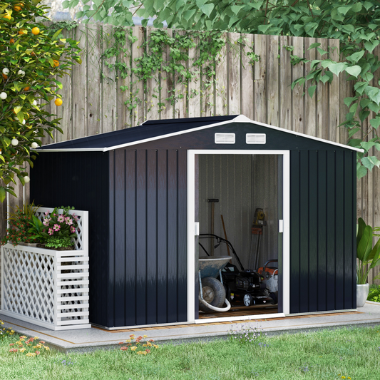 9 x 6 ft Dark Grey Metal Garden Storage Shed