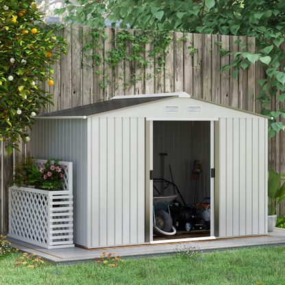 9 x 6ft Metal Garden Storage Shed Silver