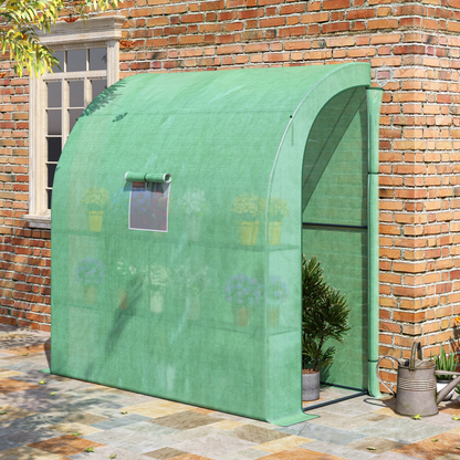 6.5 x 3.5ft Lean To Walk In Greenhouse Green
