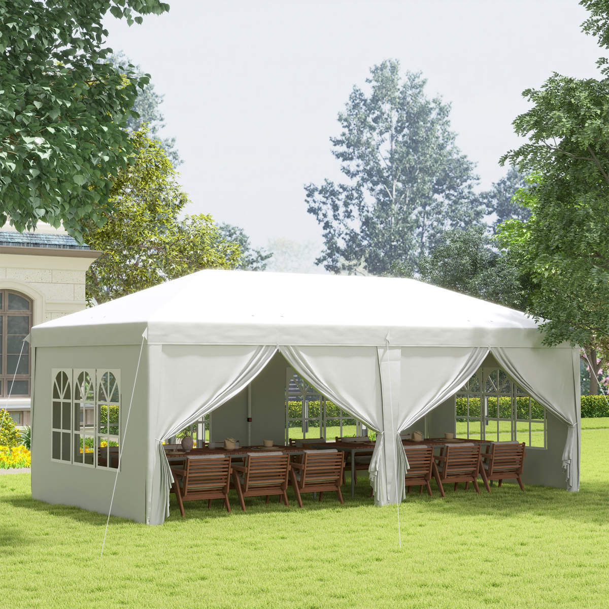 3 x 6m Pop Up Gazebo Height Adjustable Party Tent w/ Storage Bag Black