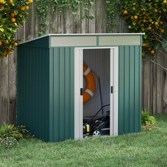 6.5 x 4ft Metal Garden Shed Green