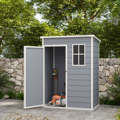 5 x 3 Garden Shed w/ Floor, Lockable Door, Window and Vent, Grey
