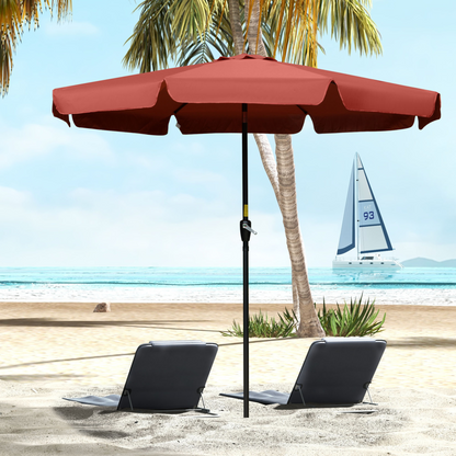 2.66m Patio Umbrella Garden Parasol Wine Red