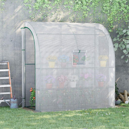 6.5 x 3.5ft Lean To Walk In Greenhouse White