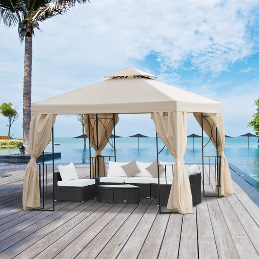 Garden Metal Gazebo Sun Shade Shelter Outdoor Party Tent 3 x 3m
