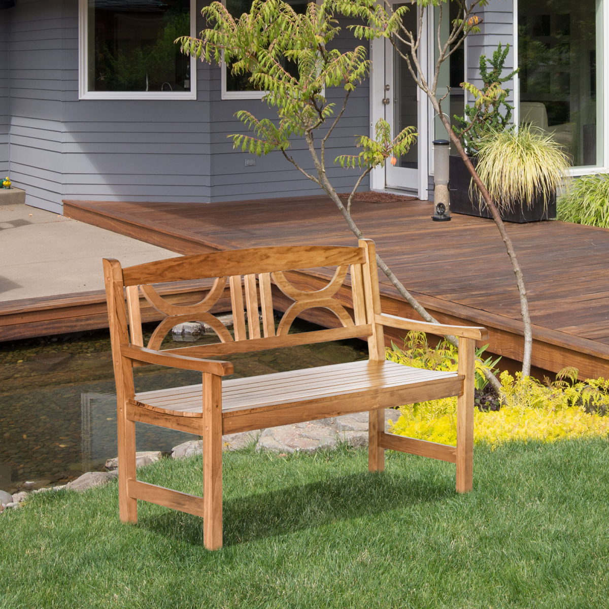 2-Seater Wooden Garden Bench Outdoor Patio Loveseat Natural