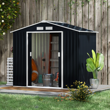 7 x 4ft Metal Garden Storage Shed Grey