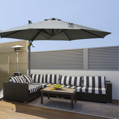 3m Patio Offset Parasol Roma Umbrella Cantilever Dark Grey