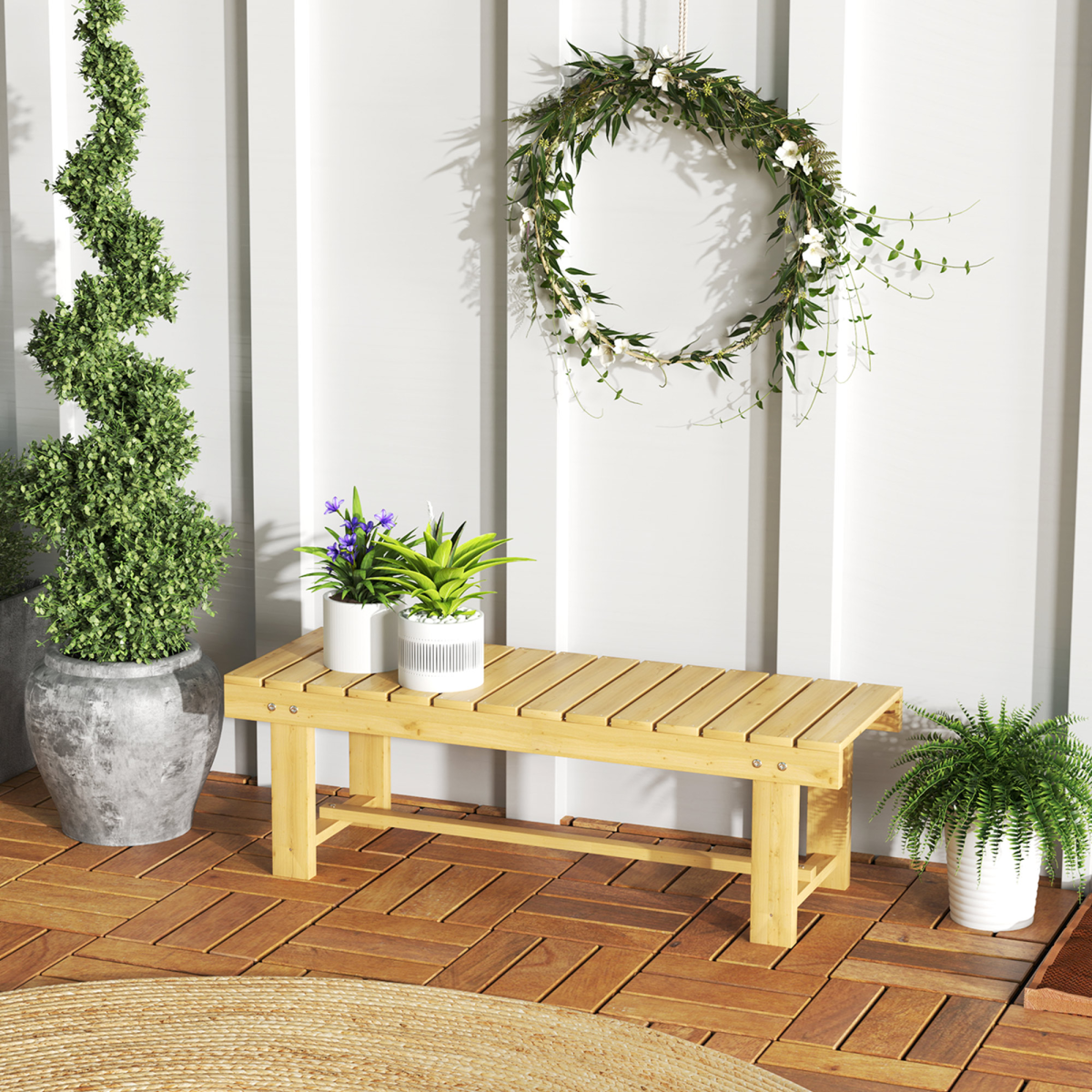 2-Seater Outdoor Garden Fir Wood Patio Bench