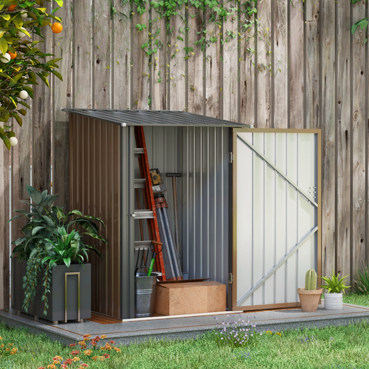 3.5 x 3.5ft Metal Garden Storage Shed Brown