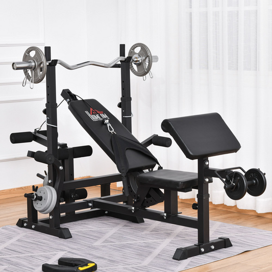 Multi-Exercise Full-Body Weight Bench with Bench Press & Leg Extension