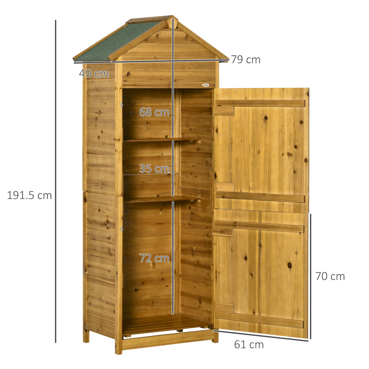Wooden Garden Storage Shed Tool Cabinet with Lockable Doors – 191.5cm