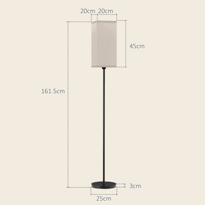 Standing Floor Lamp with Linen Shade for Living Room, Bedroom, Black