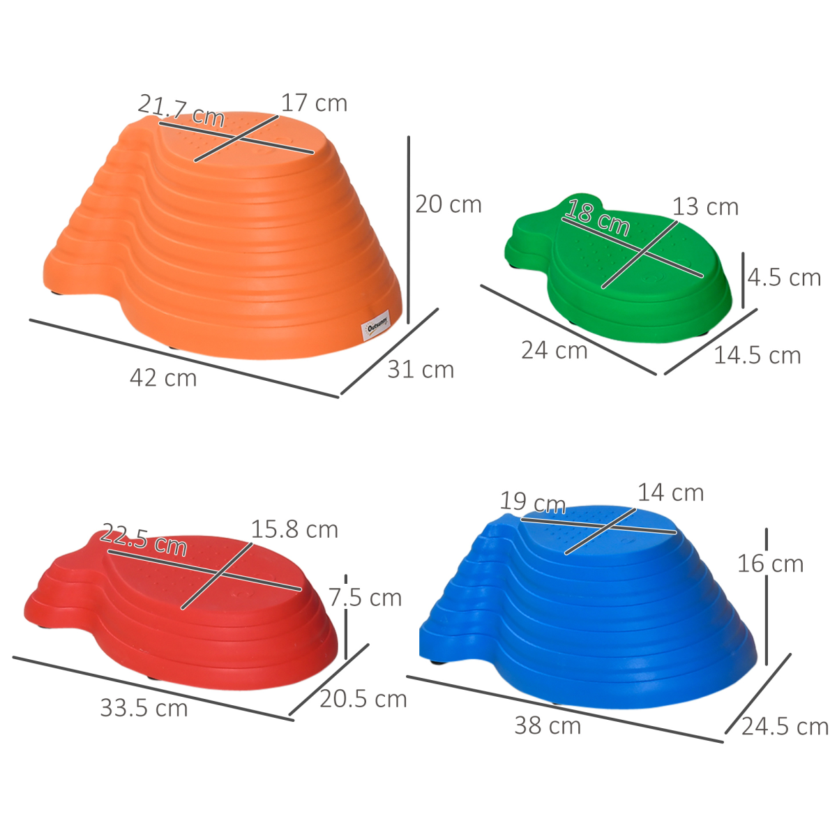 Fish Shaped Balance Stepping Stones for Kids - Multicoloured 11-Piece