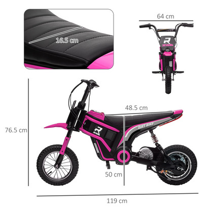 HOMCOM 24V Kids Electric Motorbike with Twist Grip Throttle, Music, Horn - Pink