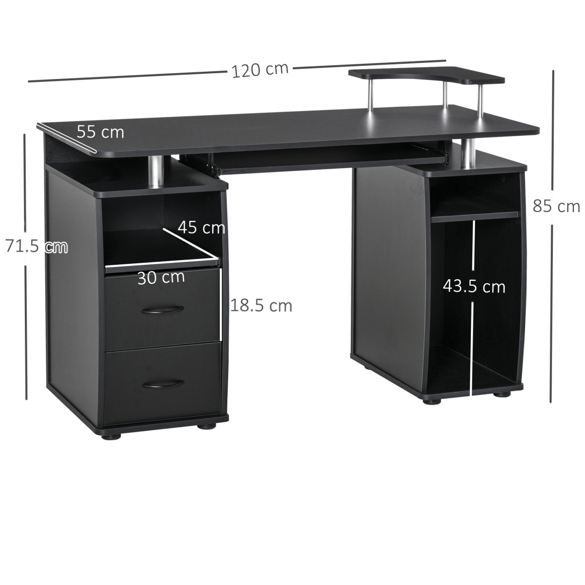 Computer Office Desk Table Workstation w/  Keyboard Tray, Drawer, Black
