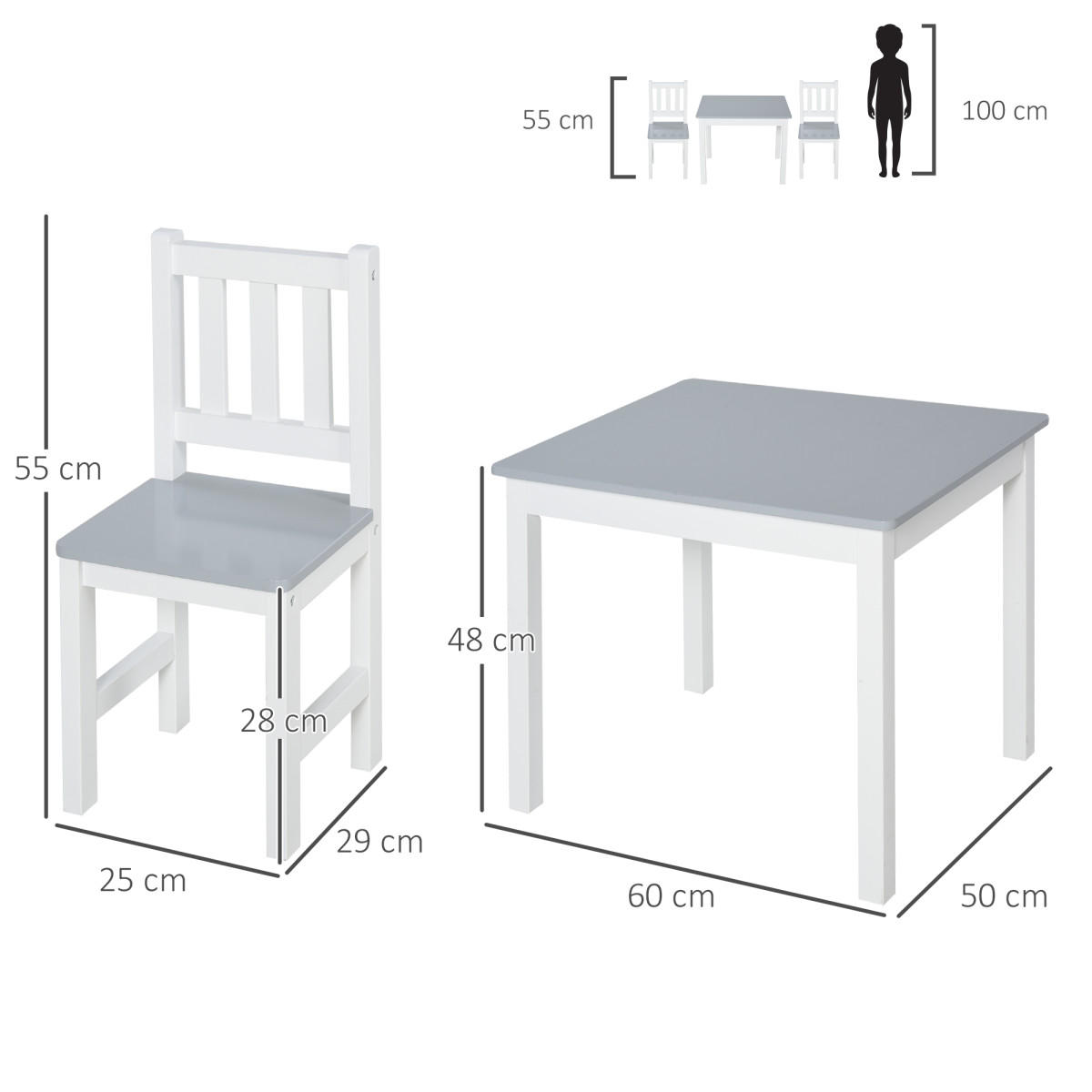 Kids Table and 2 Chairs Set 3 Pieces Toddler Multi-usage Desk Indoor