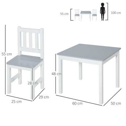 Kids Table and 2 Chairs Set 3 Pieces Toddler Multi-usage Desk Indoor