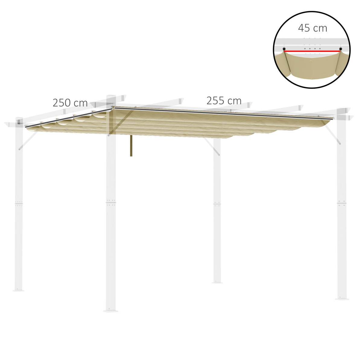 Pergola Shade Cover Replacement Canopy for 3 x 3(m) Pergola, Beige