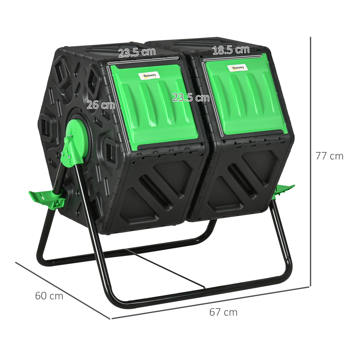 130L Compost Bin Dual Chamber Rotating Composter w/ Ventilation Holes