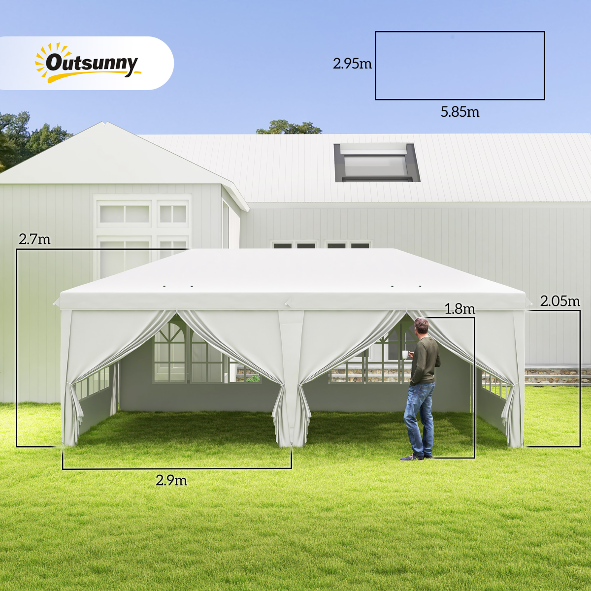 3 x 6m Pop Up Gazebo Height Adjustable Party Tent w/ Storage Bag Black