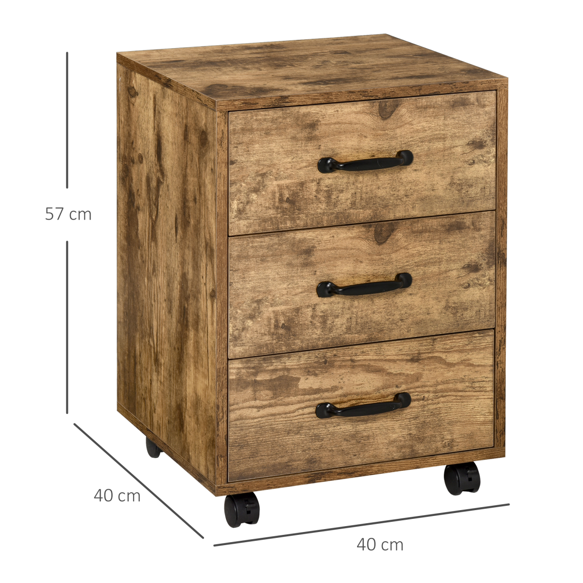 Rolling File Cabinet with 3 Drawers, Under Desk Mobile Filing Organizer