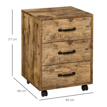 Rolling File Cabinet with 3 Drawers, Under Desk Mobile Filing Organizer
