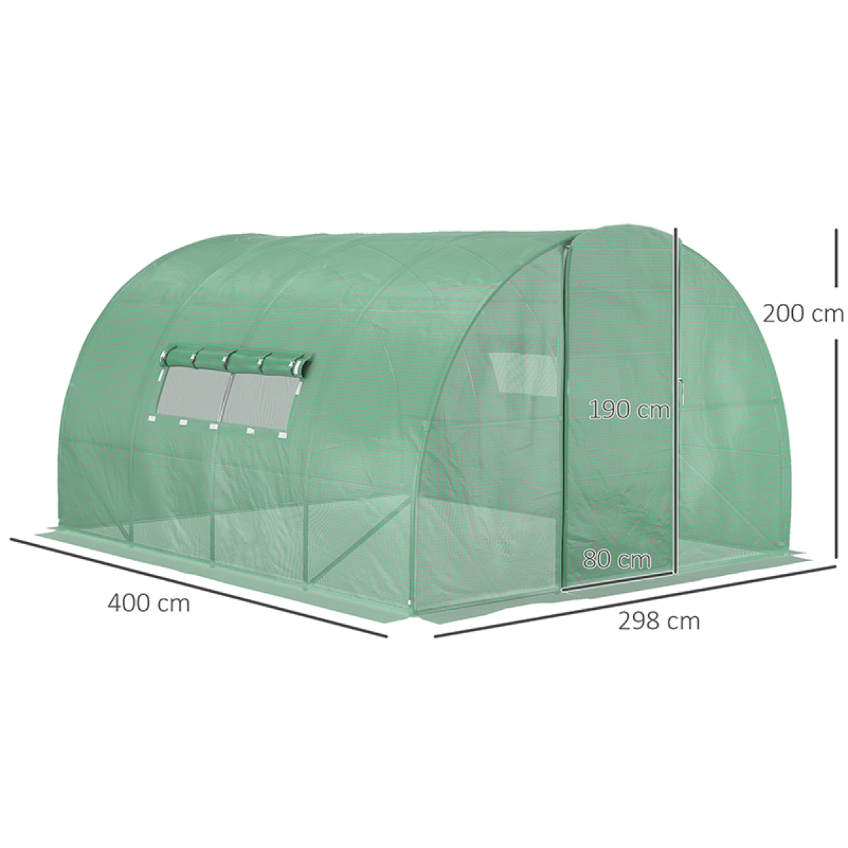 Walk-in Garden Polytunnel Greenhouse Galvanised Steel W/ Door
