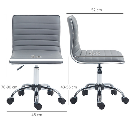 Armless Mid-Back Adjustable Office Chair with 360 Swivel Light Grey