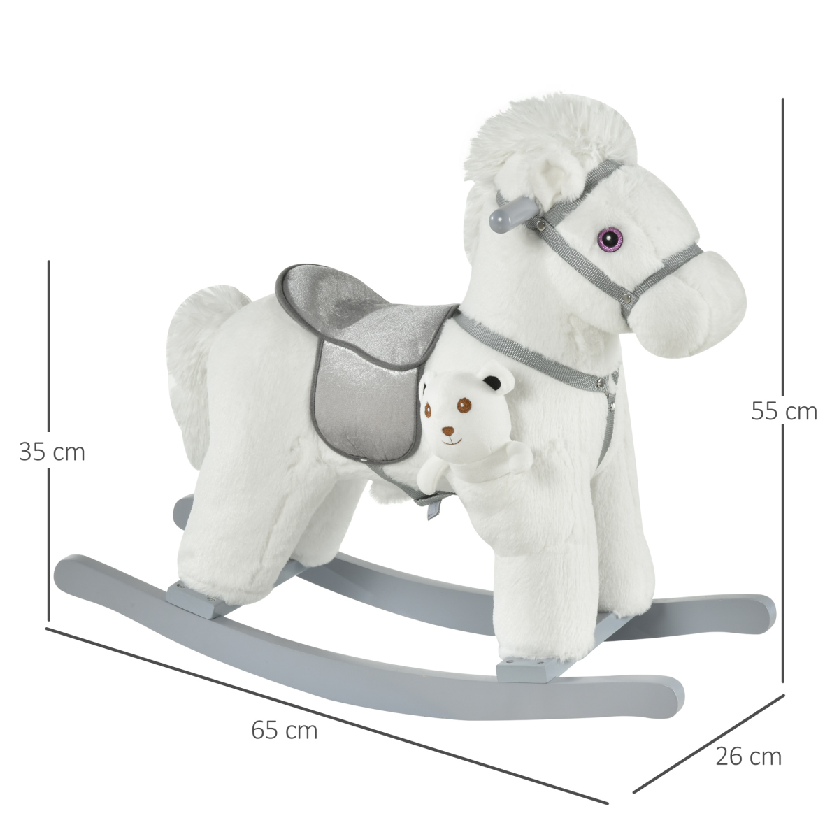 Kids Plush Ride-On Rocking Horse with Plush Toy Sound Handle Grip