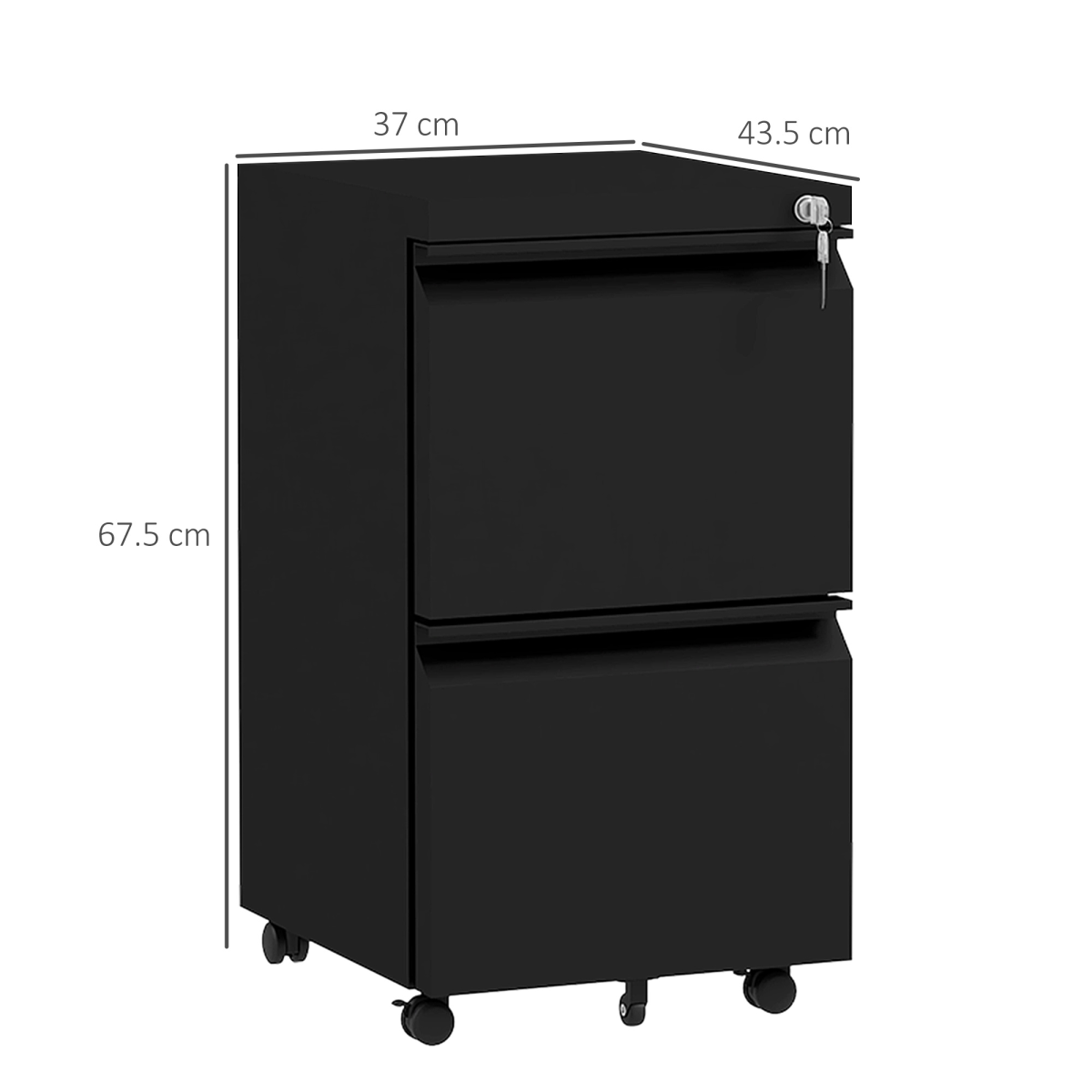 Steel File Cabinet with Lock Hanging Bar for Letter A4 Legal Size Black