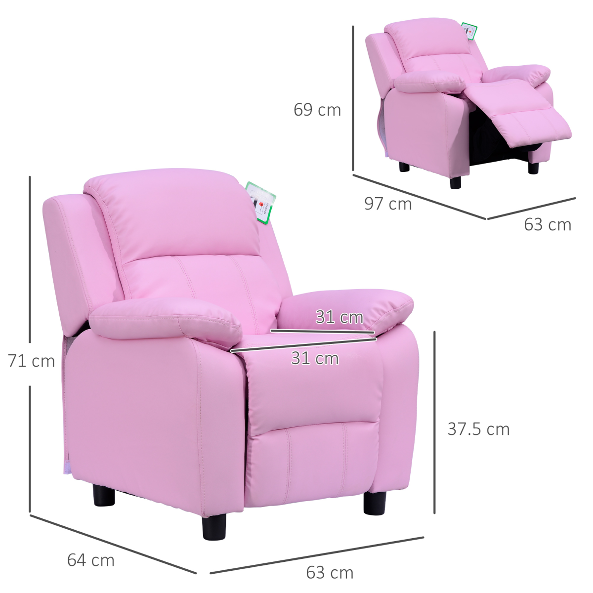 Kids Recliner Armchair Game Chair Sofa Children Seat In PU Leather