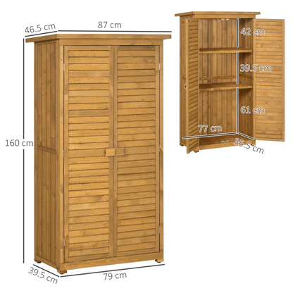 3 x 1.5ft Wooden Garden Storage Shed Tool Cabinet with 3 Tier Shelves