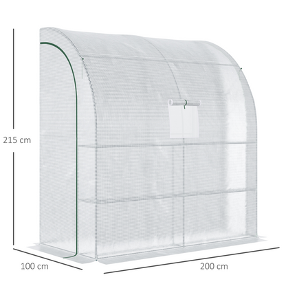 6.5 x 3.5ft Lean To Walk In Greenhouse White