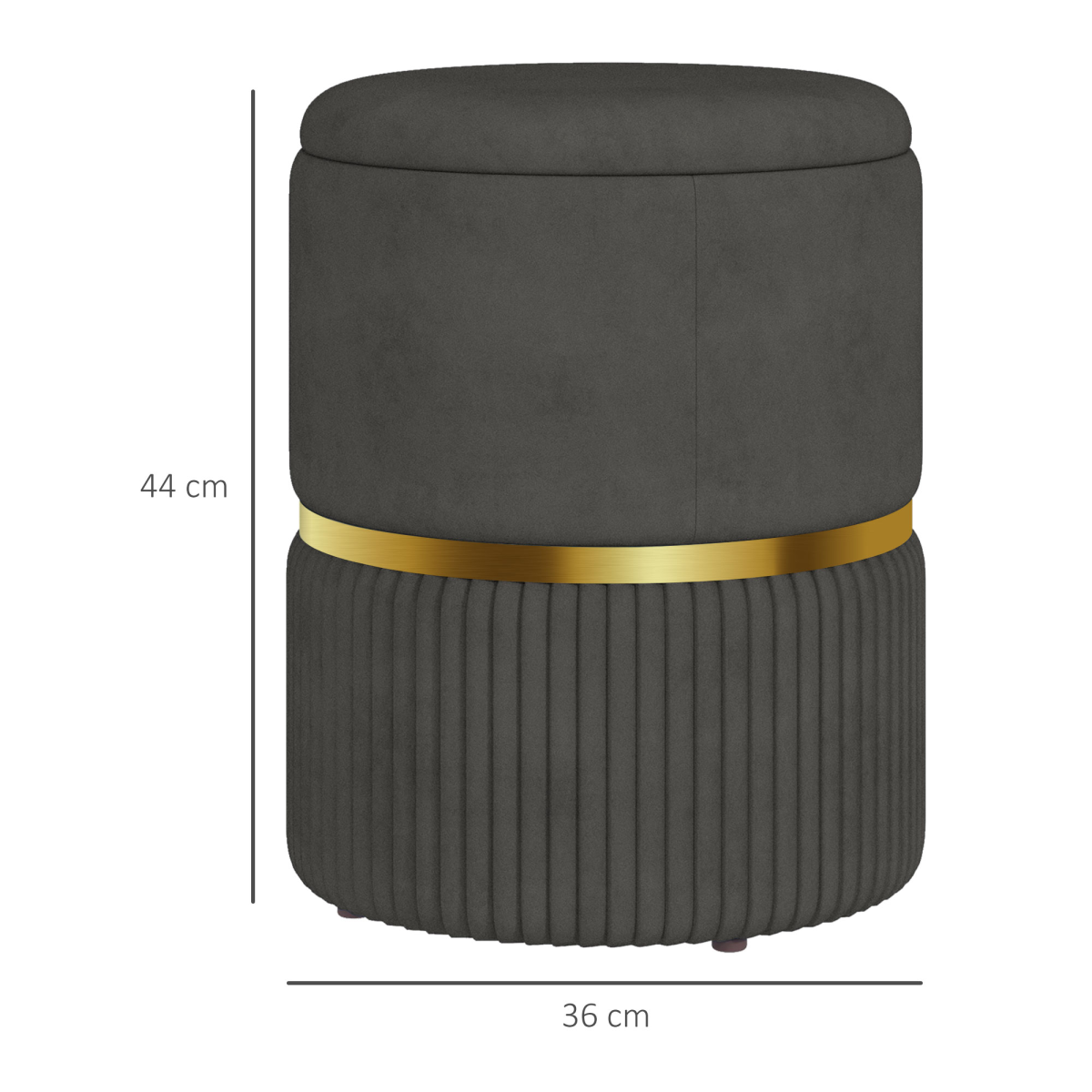 Round Pouffe, Storage Footstool with Cushioned Top, Hidden Space