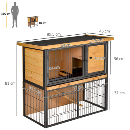 Wood-metal Rabbit Hutch Elevated Pet House Outdoor 89.5 x 45 x 81cm Pawhut