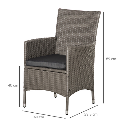 4PC Outdoor Rattan Armchair Wicker Dining Chair Set for Garden Grey