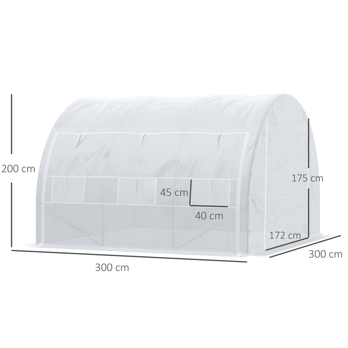 Polytunnel Greenhouse Pollytunnel Tent w/ Steel Frame White 3 x 3 x 2 m