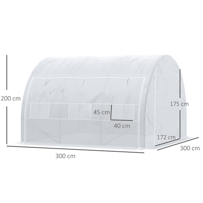 Polytunnel Greenhouse Pollytunnel Tent w/ Steel Frame White 3 x 3 x 2 m