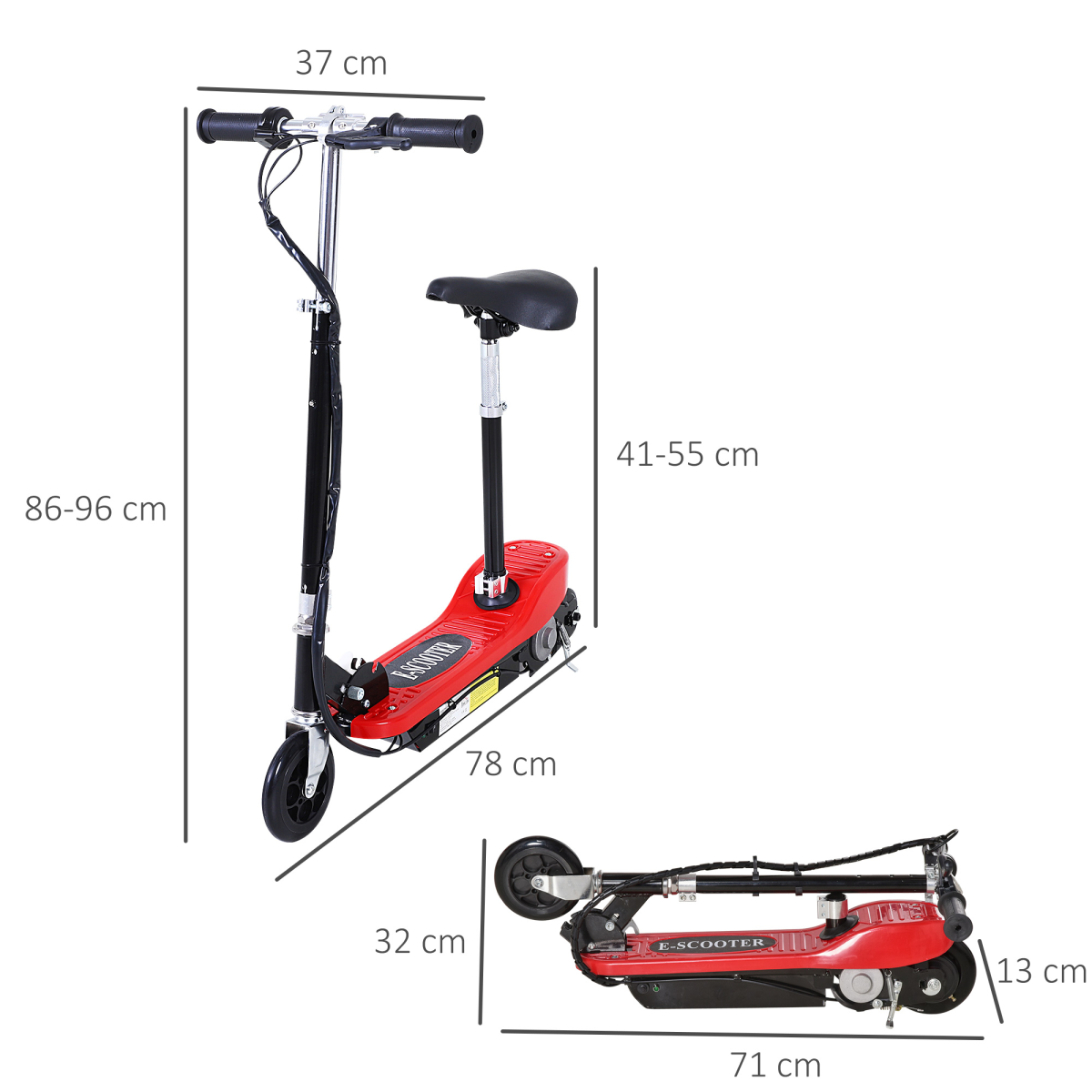 Kids Foldable Electric Powered Scooters 120W Toy w/ Brake Kickstand Red