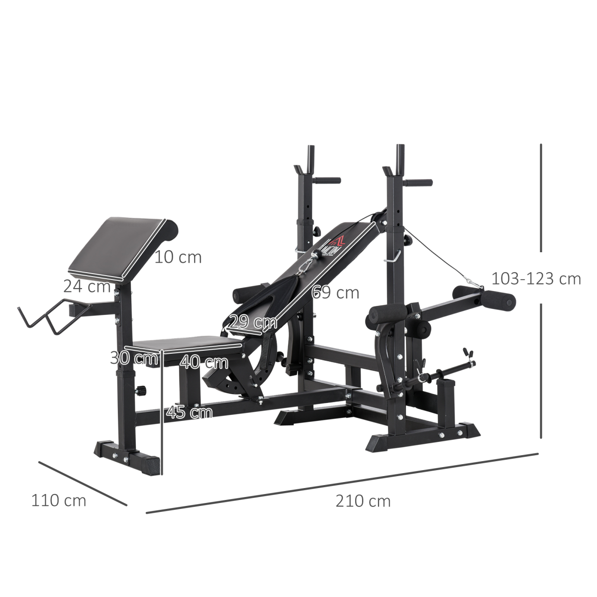 Multi-Exercise Full-Body Weight Bench with Bench Press & Leg Extension