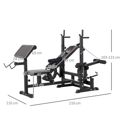 Multi-Exercise Full-Body Weight Bench with Bench Press & Leg Extension