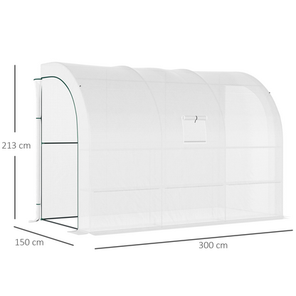 Lean To Walk In Greenhouse White 10 x 5ft
