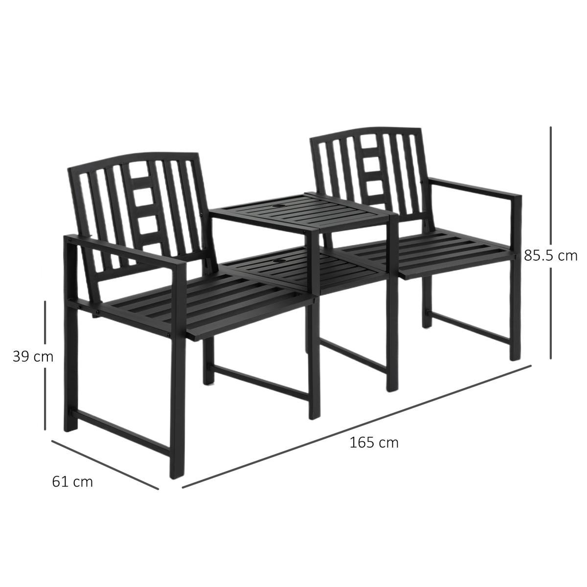 Garden Chair Bench Loveseats w/Coffee Table Slatted Design Patio Yard 2 Seat